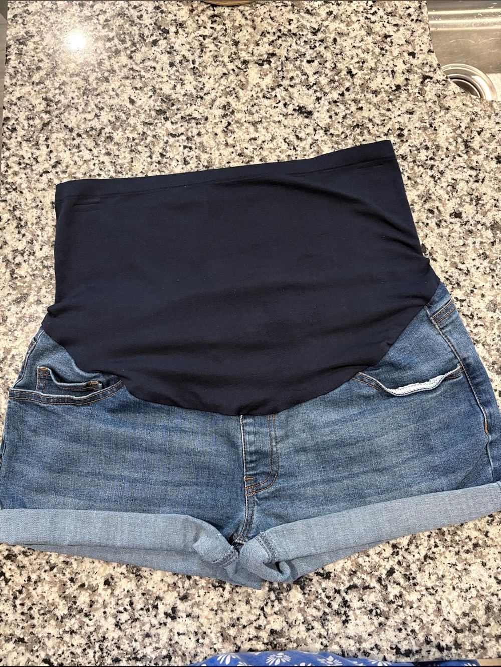 Time and Tru Navy Maternity Denim Shorts 2 pairs